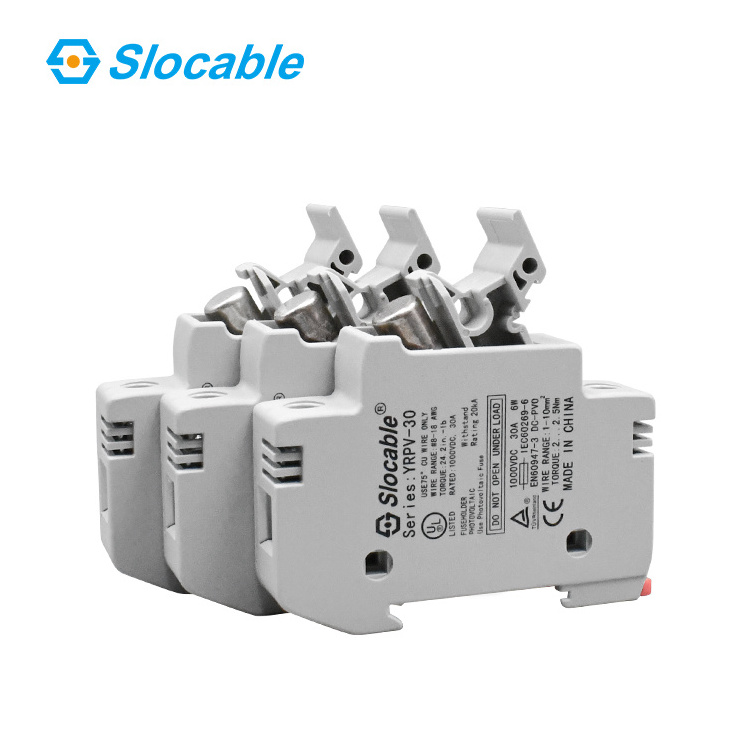 Slocable TUV CE Quality Approved Solar PV System DIN rail fuse carrier 32A with fuse 10A