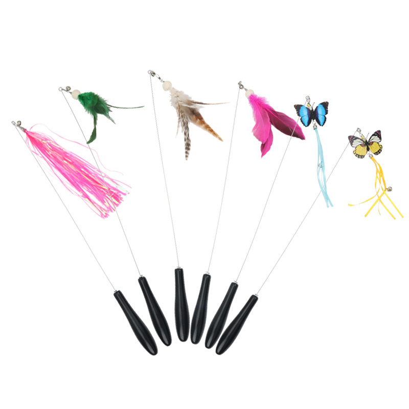 Eco Friendly Funny Feather Pet Toys Funny Cat Stick Tease Cat Stick Cat Teaser Toy