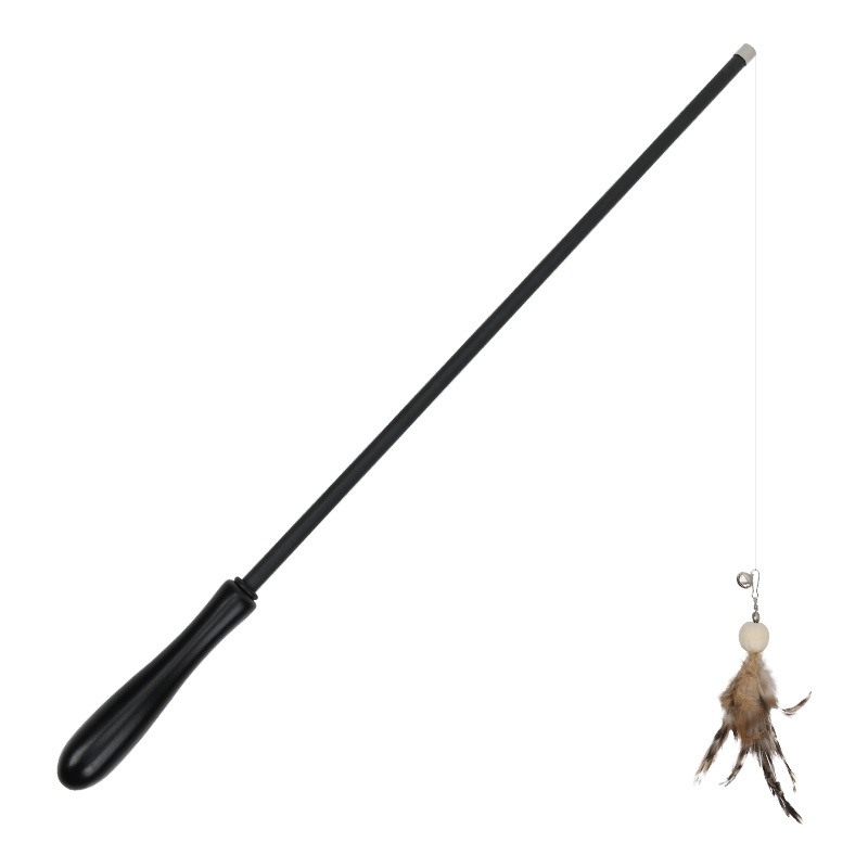 Feather fiberglass fishing cat teaser toys telescopic teasing stick interactive toy wand