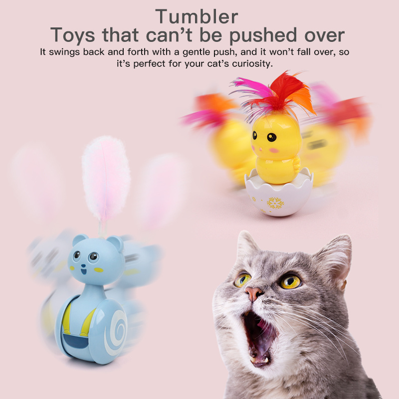 Smart Toys Tease Ball Fun Tumbler Pet Catch Ball Color Feather Cat Tease Stick Pet Interactive Toy