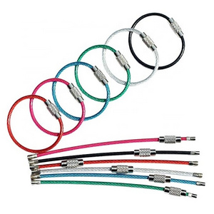 Stainless Steel Wire Keychains 1.5mm 6.3 Inches Aircraft Cable Key Ring Loops for Hanging Luggage Tags or ID Tags