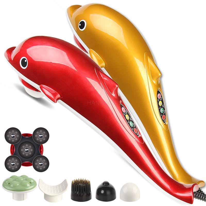 Electric Dolphin Massager Back Massage Hammer Vibration Infrared Stick Roller Cervical Body Massage