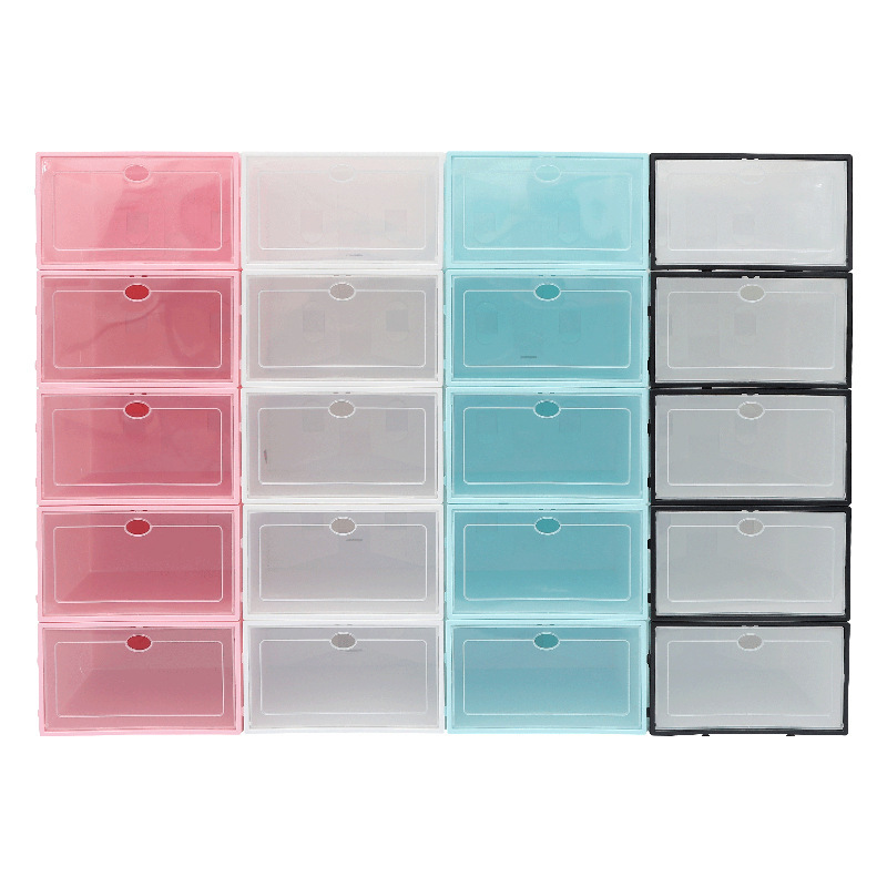 Shoe Case Stackable Storage Box Foldable Plastic Shoes Holder Cabinet Transparent DIY Shoes Organizer Clear Drawer