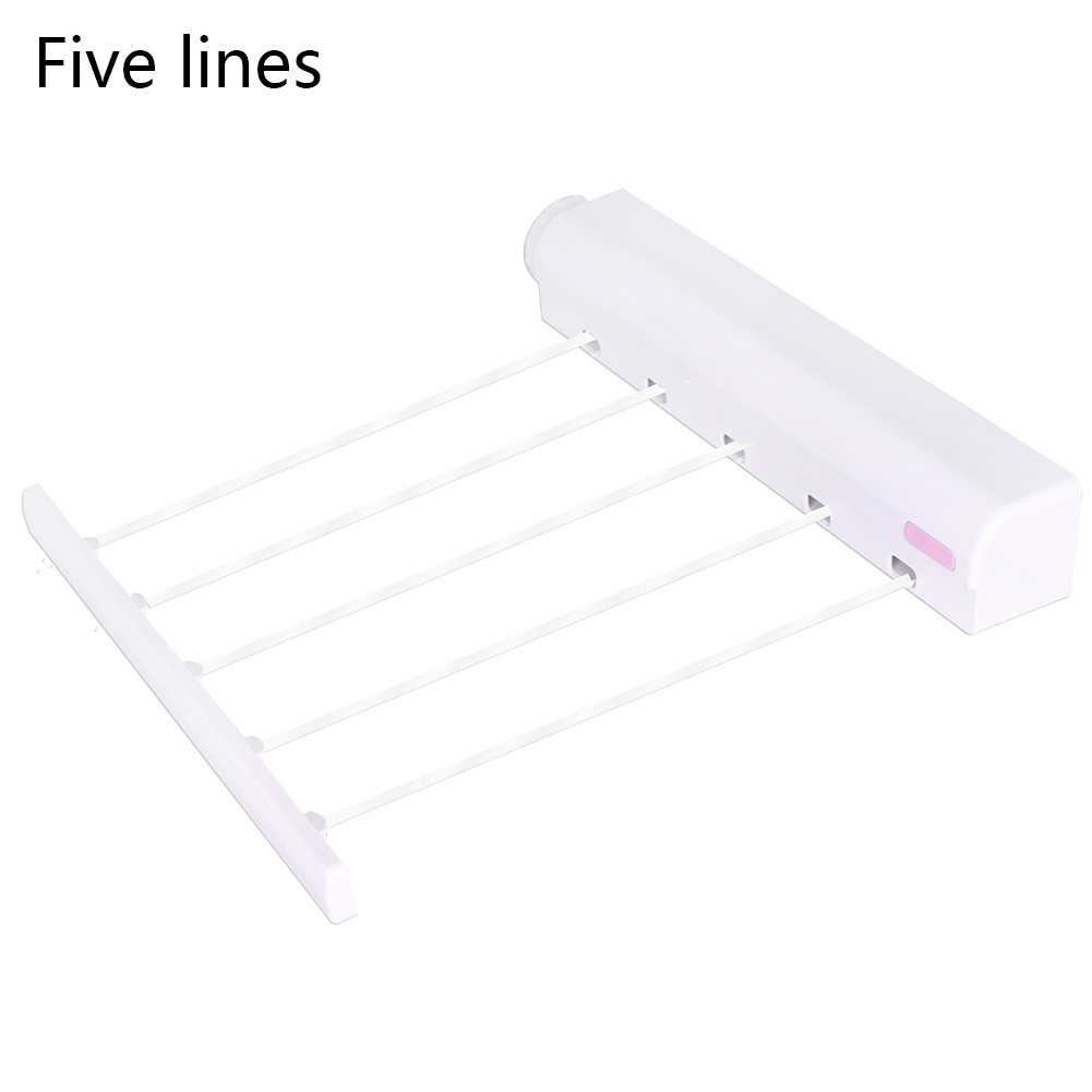 Wall Mounted 4/5 Clothes Line Retractable Laundry Hanger Indoor Outdoor Clothes Drying Rack Clothesline Rope