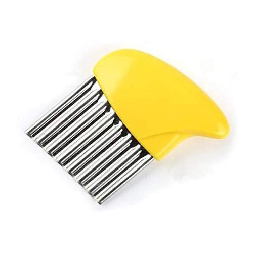 Handheld French Fry Cutter Potato Chip Onion Slicer, Crinkle Cutter with wave shape knife