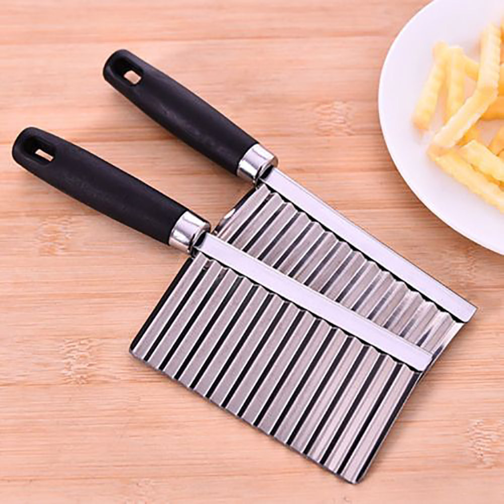 Stainless Steel Wave Crinkle Cutter,French Fry Cutting Chopper Potato Carrot Fruit Knife Fries Carrot Slicer