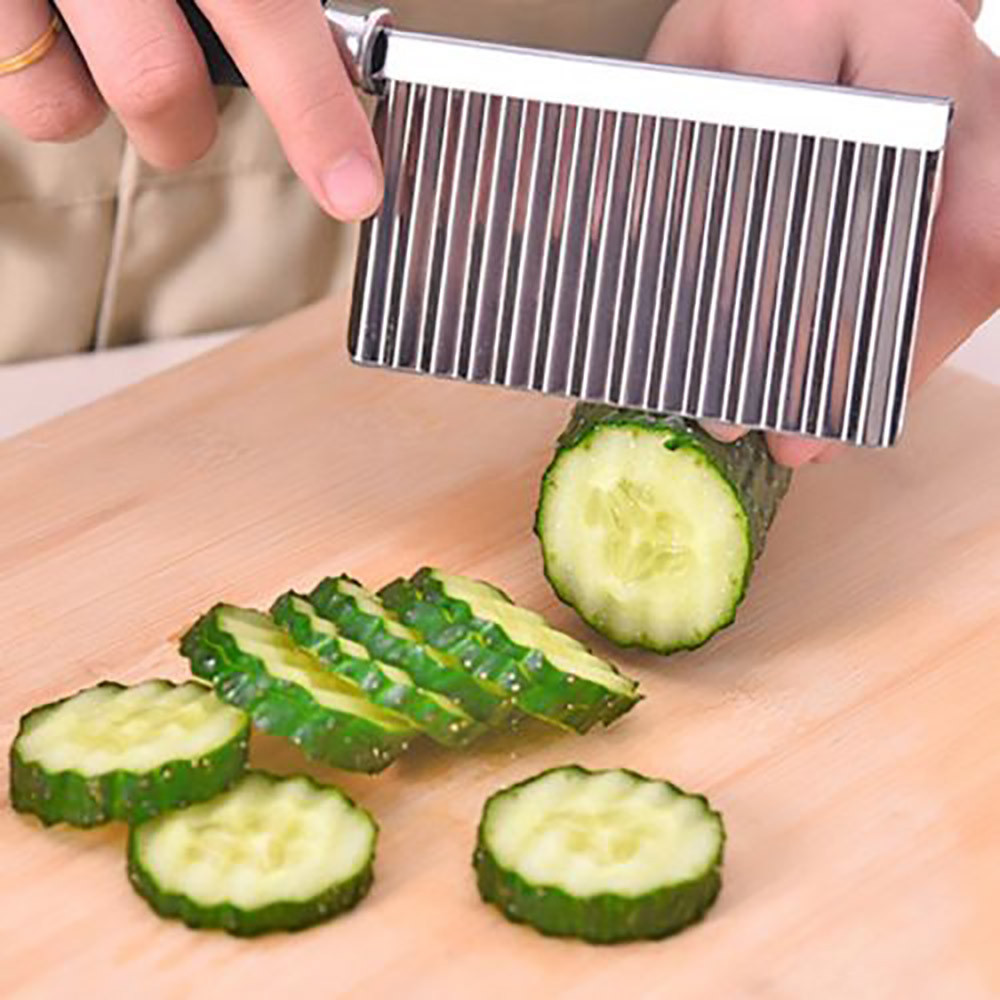 Stainless Steel Wave Crinkle Cutter,French Fry Cutting Chopper Potato Carrot Fruit Knife Fries Carrot Slicer