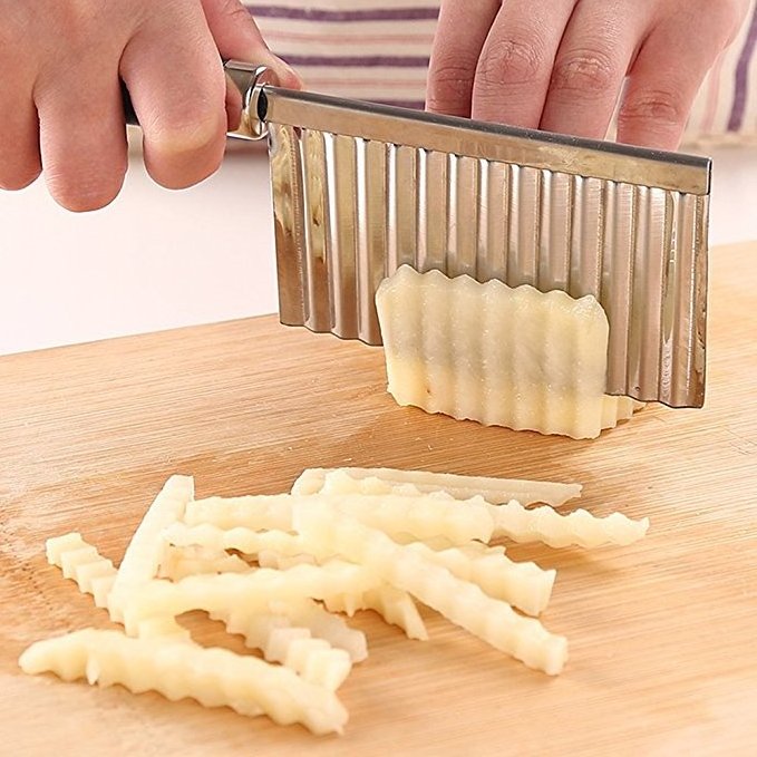 Stainless Steel Wave Crinkle Cutter,French Fry Cutting Chopper Potato Carrot Fruit Knife Fries Carrot Slicer