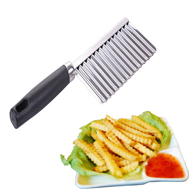 Stainless Steel Wave Crinkle Cutter,French Fry Cutting Chopper Potato Carrot Fruit Knife Fries Carrot Slicer