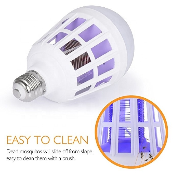 Newly Style Bug Mosquito Zapper Light Bulb 2 in 1 Electronic Insect Killer,Mosquito Fly Killer UV Lamp Bug Trap For E27 B22