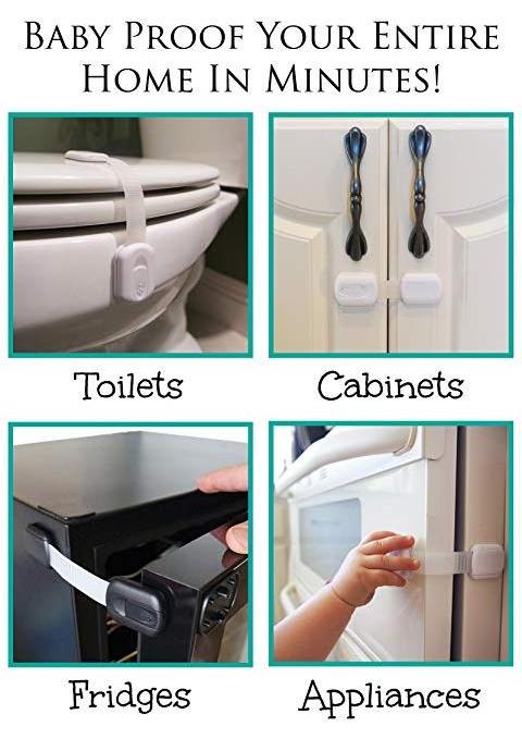 Baby SAFETY LOCK Child Proof Cabinets Drawers Appliances Toilet Seat