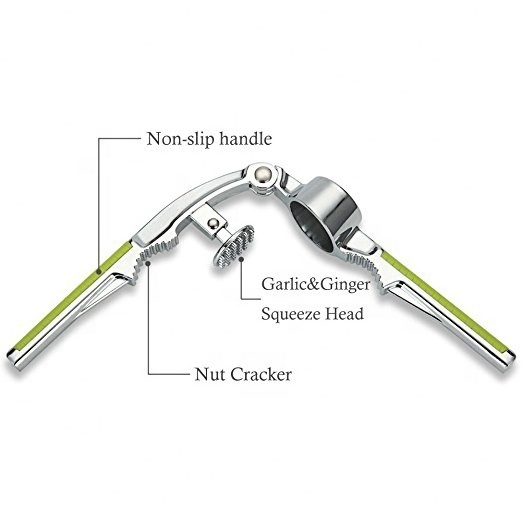 Durable Kitchen Stainless Garlic Press Garlic Mincer Ginger Crusher Peeler Squeezer