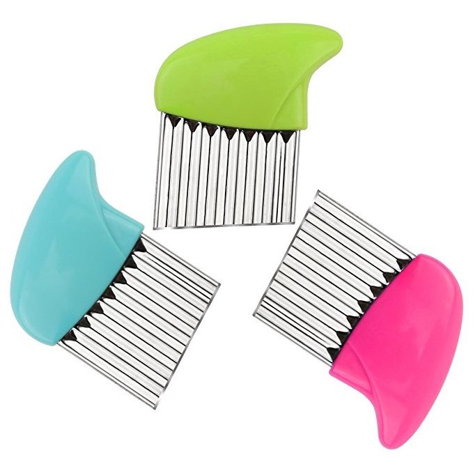 French Fry Cutter Stainless Steel Vegetable Wavy Slicer Crinkle Cutter, Wavy Crinkle Cutting Tool Salad Chopping Knife