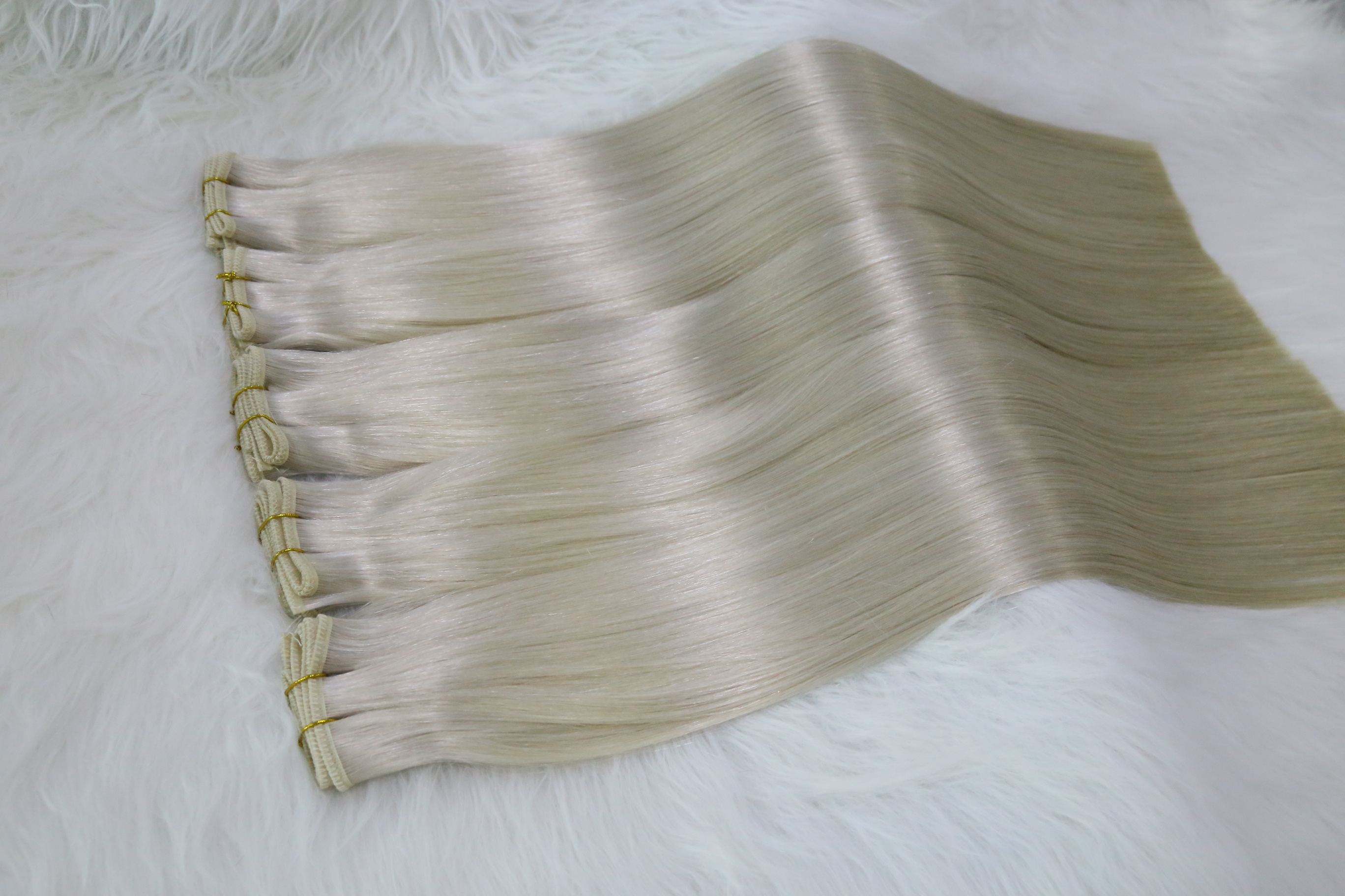 Factory Double Drawn Seamless Weave Flat Weft Himan Hair Remy Human Hair Extensions Pu Flat Silver Hair Weft