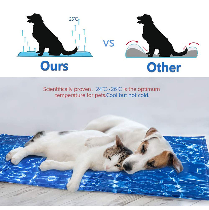 90*50cm Dog Cooling Mat Reusable Summer Hot Day Sleeping Cool Pat Blanket Cushion Bed for Pets, Cats