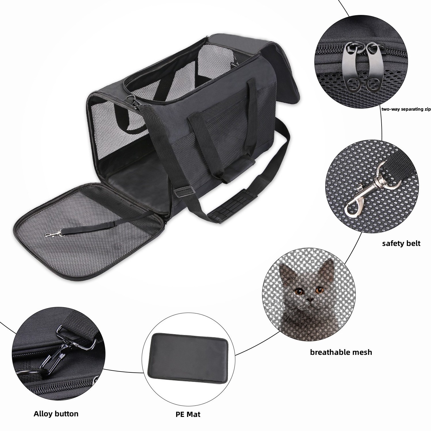 Top Seller Foldable Dog Travel Bag Breathable Mesh Pet Carrier For Dogs Cats Portable Airline Approved Pet Sling Carrier Bag