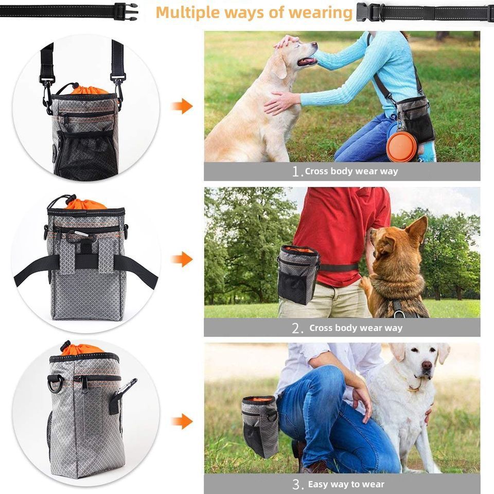 Slow Ton Large Capacity Pet Training Dog Bag Waterproof Dog Pouch For Pet Training Dog Treat Pouch With Bowl Poop Bag