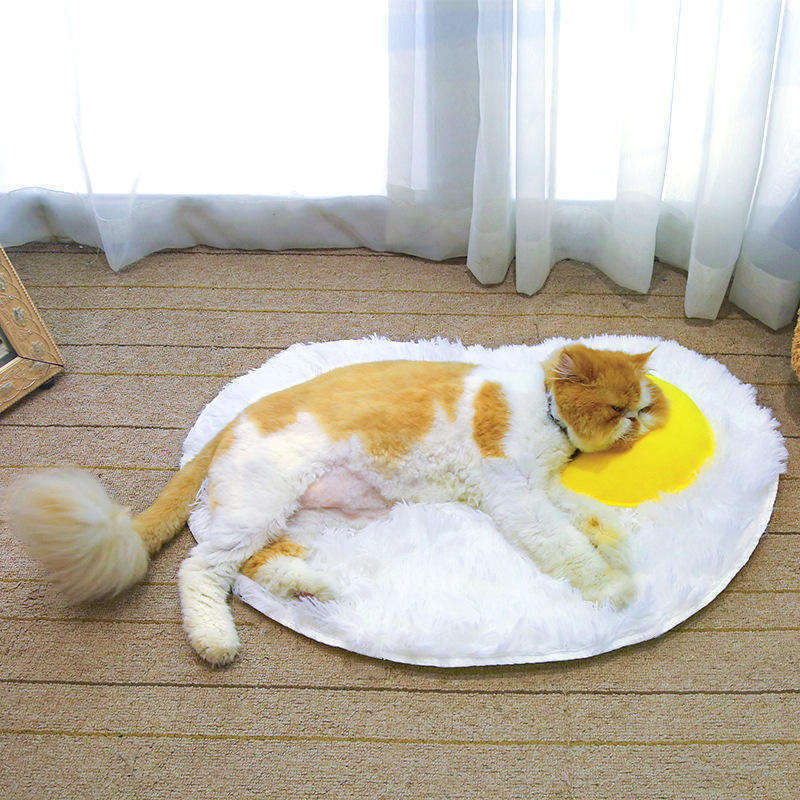 Wholesale Fried Egg Shape Dog Mat Comfortable Cats Dogs Rest Mat Soft Warming Dog Cat Bed Mat