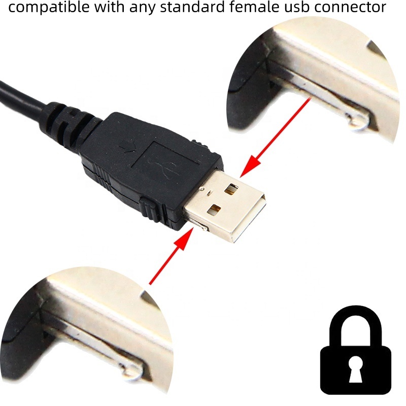 Latching USB Cables Assemblies with buckle connector AM to AF Extension Cable 0.3m 0.5m 1m 2m 3m 5m