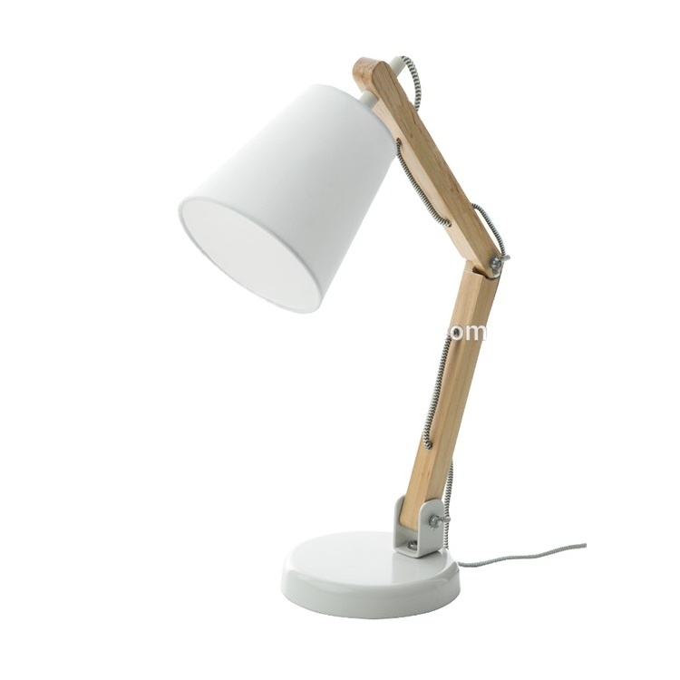 E14Warm White Adjustable Solid Wood Swing Arm Table Study LED Desk Lamp