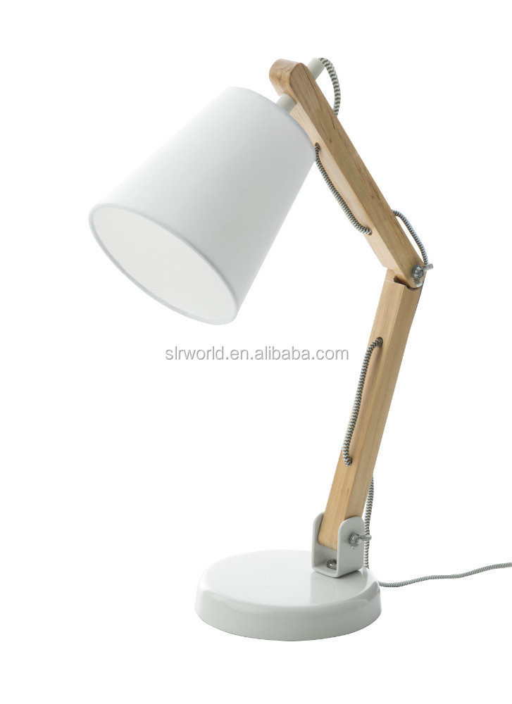 E14Warm White Adjustable Solid Wood Swing Arm Table Study LED Desk Lamp