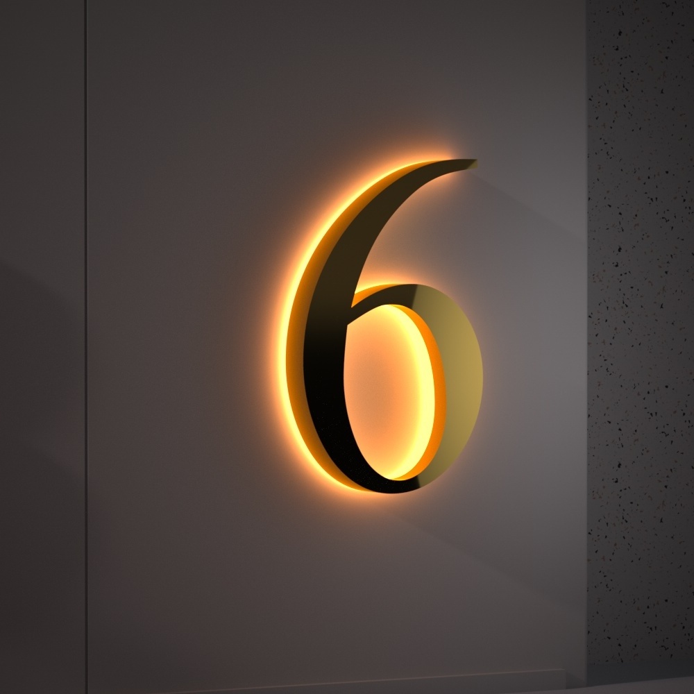 Products Supplier Hotel Door Number Address Illuminated 3d Stainless Steel House Numbers With Light