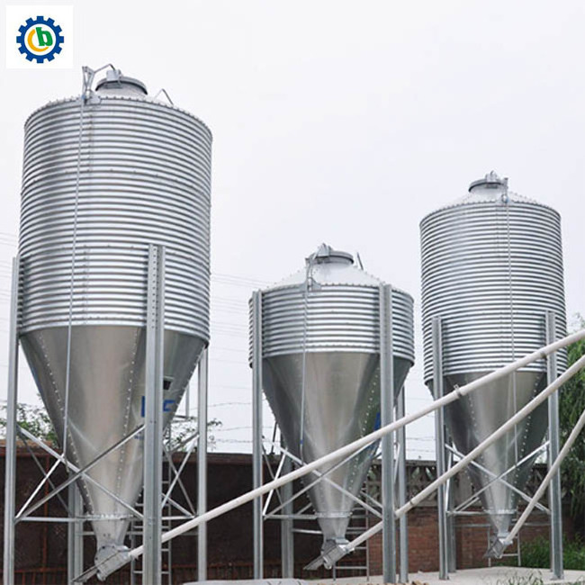 Poultry Farm Used Chicken Feed Silo 50 ton With Hot Galvanized Steel Sheet