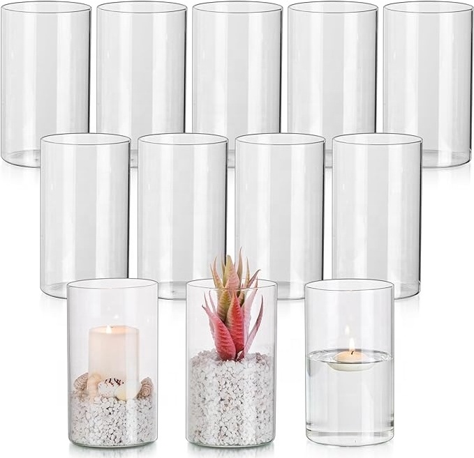 Clear Glass Candle Holders for Pillar Floating Candles, Decorative Wedding Flower Vase for Home