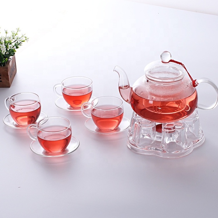 Glass Teapot Stovetop Safe Clear Teapot with Removable Infuser Loose Leaf and Blooming Tea Maker