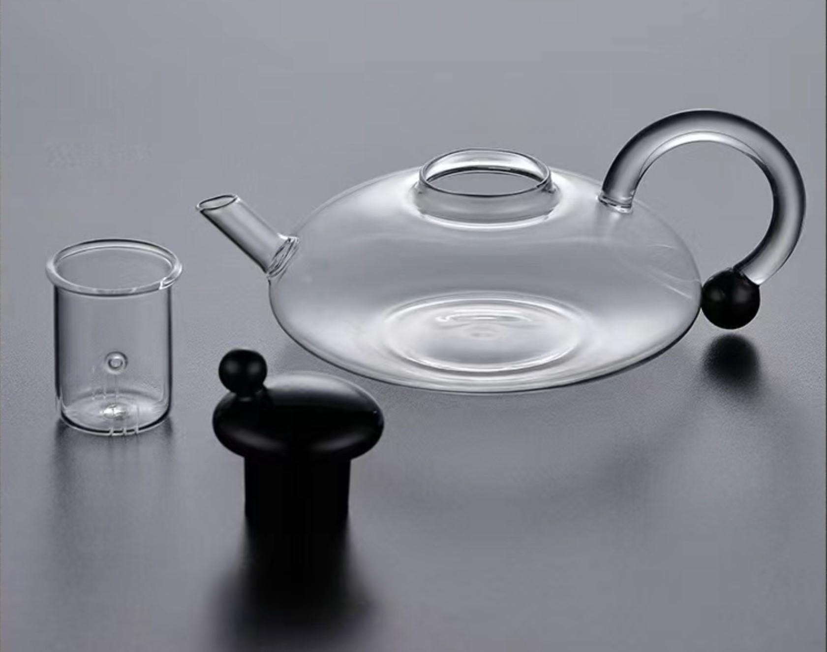 High Borosilicate Glass Tea Kettle with 2 Tea cups for Stovetop Safe, Tea Pot for  Blooming Loose Leaf Tea, Tea Maker