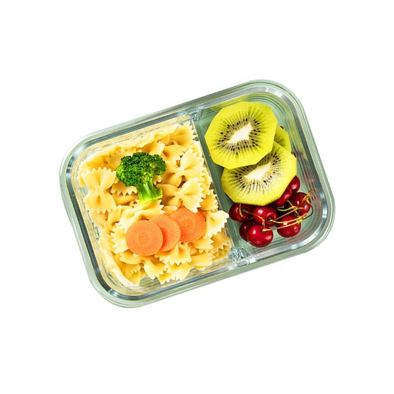 Heat resistant microwave safe glass lunch box with locking lid