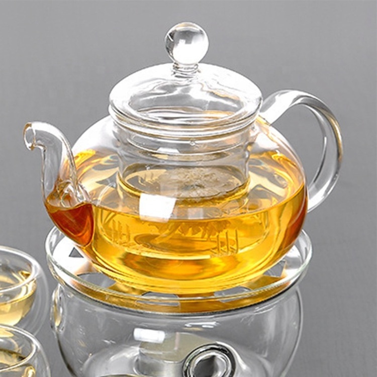 One person Mini glass tea infuser teapot and cup set for flowering tea