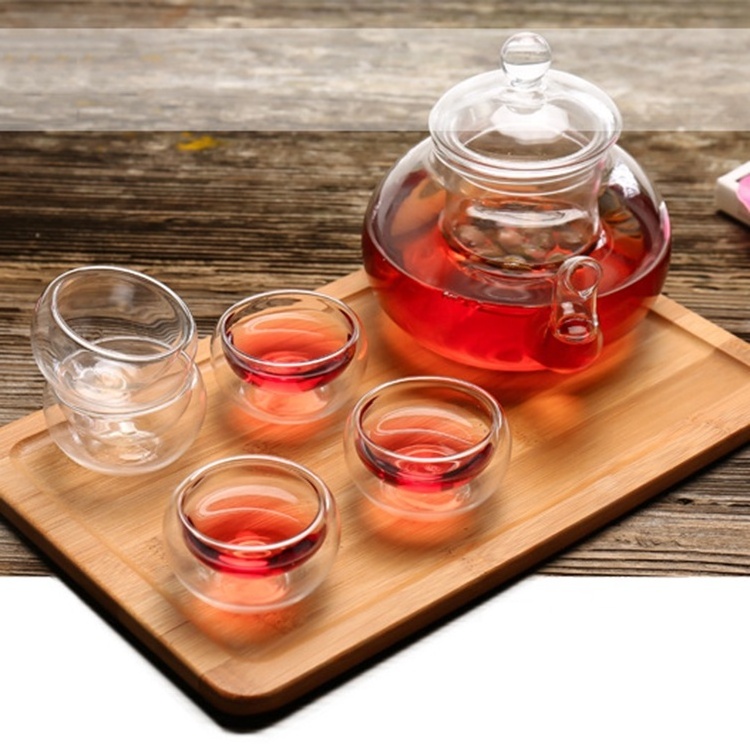 High Borosilicate Glass Tea Set one teapot and 6 small tea cups