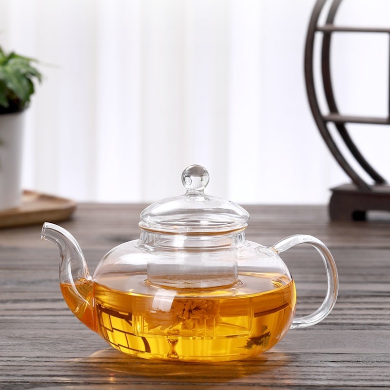 Glass Teapot Stovetop Safe Clear Teapot with Removable Infuser Loose Leaf and Blooming Tea Maker