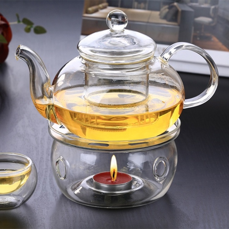 One person Mini glass tea infuser teapot and cup set for flowering tea