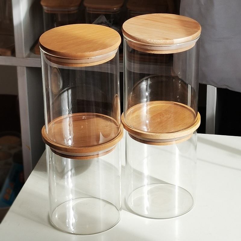 750ml customized stackable glass spice & pepper jars with lids