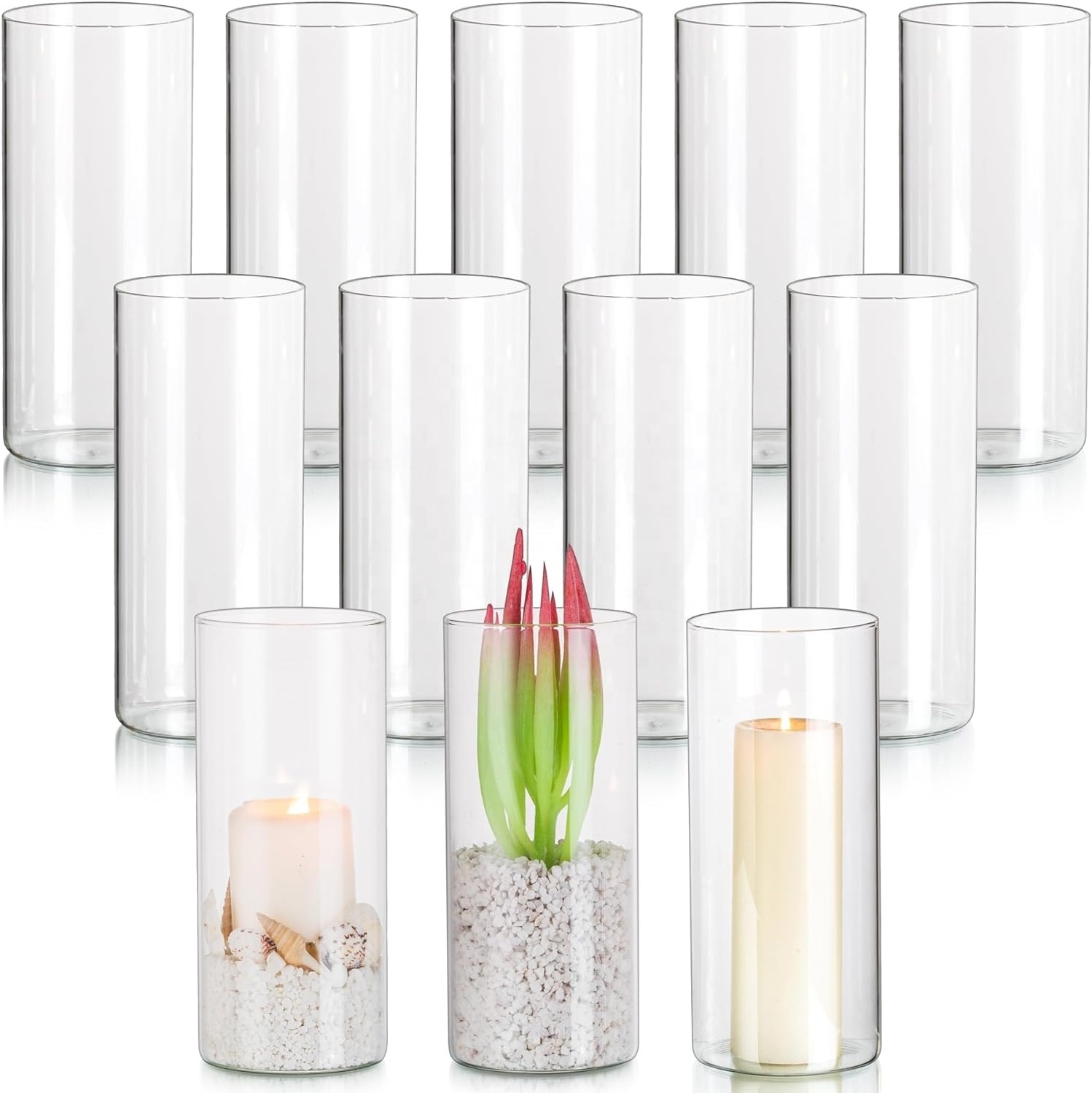 Clear Glass Candle Holders for Pillar Floating Candles, Decorative Wedding Flower Vase for Home