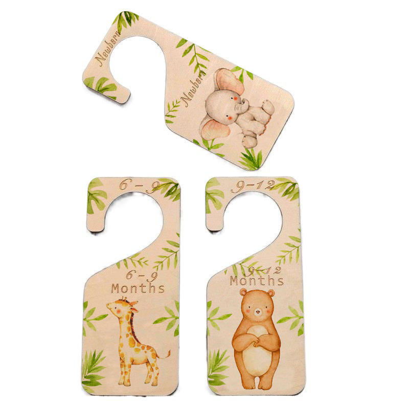 To 24 Month Animal Theme Clothes Organizers Baby Closet Size Newborn Gift Hanger Wooden Sign Baby Closet Wardrobe Dividers