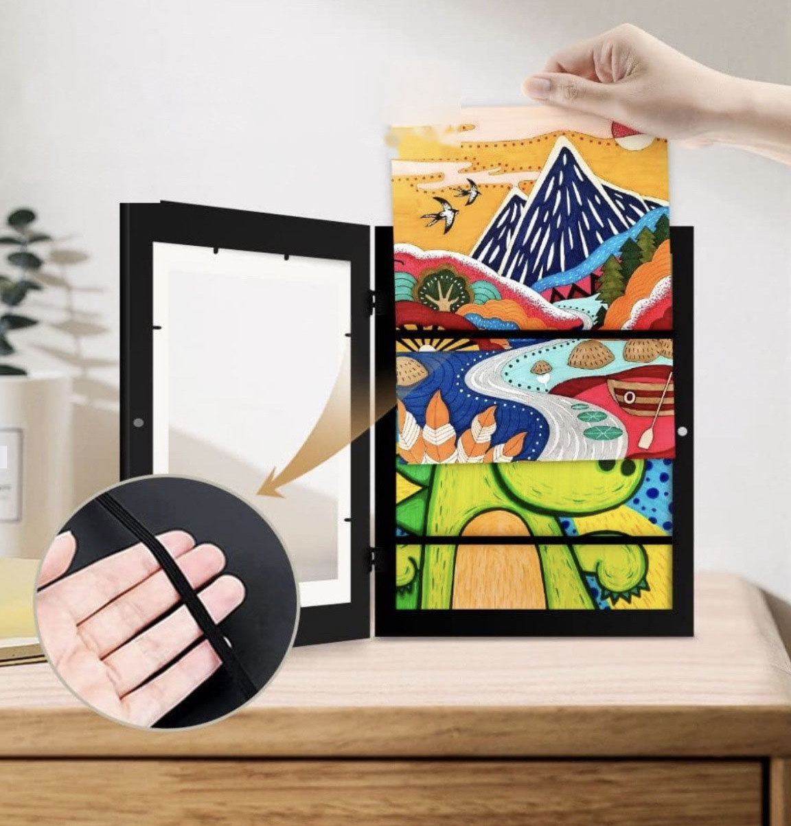 Kids Art Frames Front Opening Kids Artwork Frames Changeable Picture Display Holds 150 Pieces A4 Paper