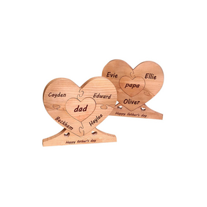 Ecofriendly Custom Wood Name Heart Puzzle Laser Engraved Heart Puzzle Home Wall Decorative Vintage Look Wooden House Decoration