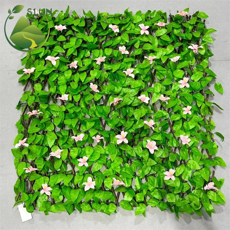 Faux Privacy Fence Screen Expandable garden fence Artificial Green Leaf Garden Trellis With Decorative Hedge For Outdoor Garden