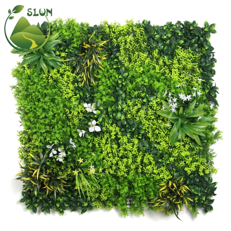 UV Protect Vertical Garden Privacy Boxwood Hedge Green Foliage Artificial Plants Panel Faux Grass Wall