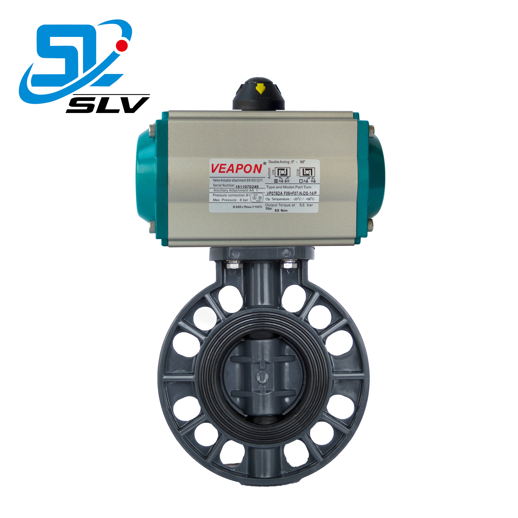 Factory price China OEM Pneumatic  PVC UPVC Plastic wafer Butterfly Valve for water gas oil