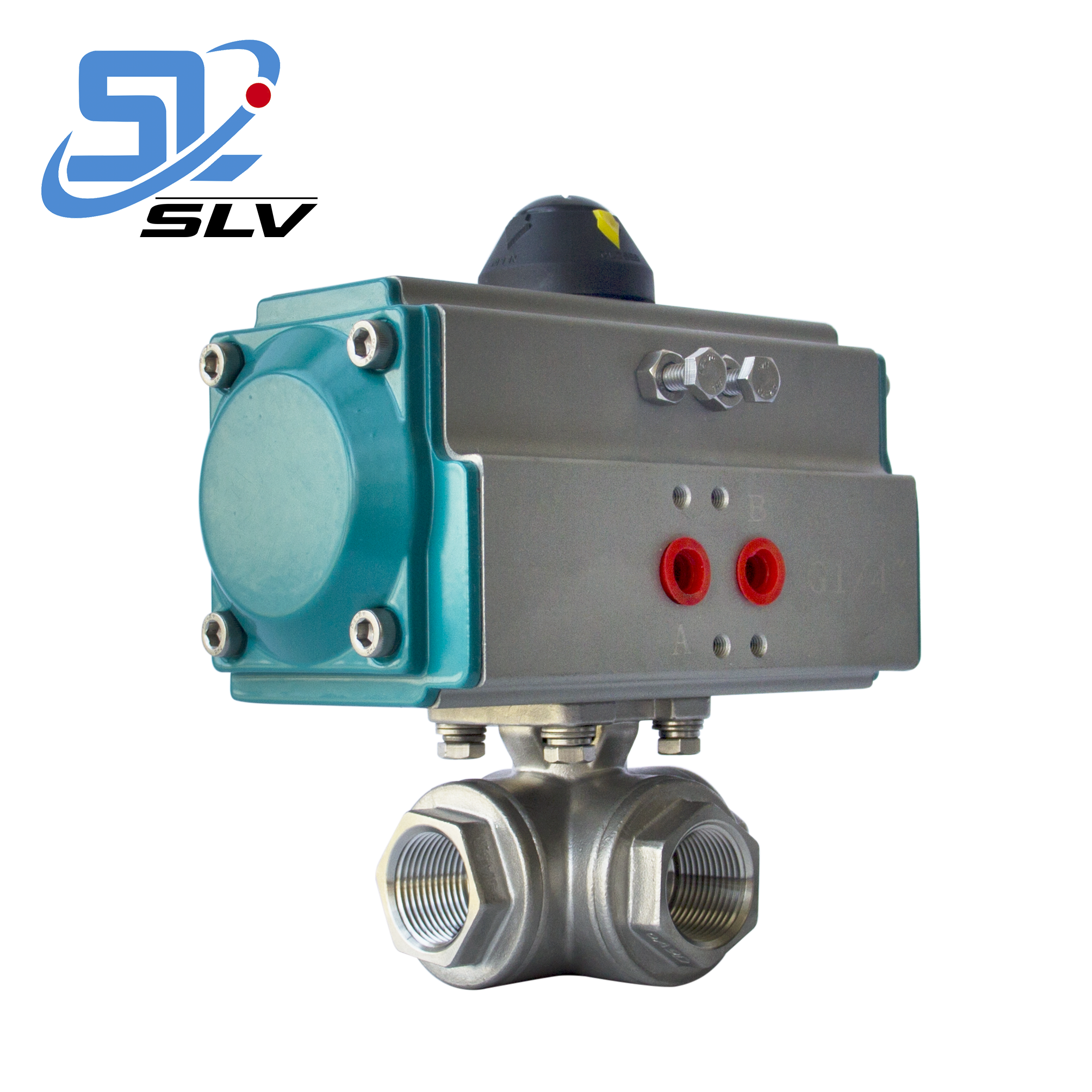 Control Cylinder Discharge Mechanical 3 Way Ball Valve With Pneumatic Actuator