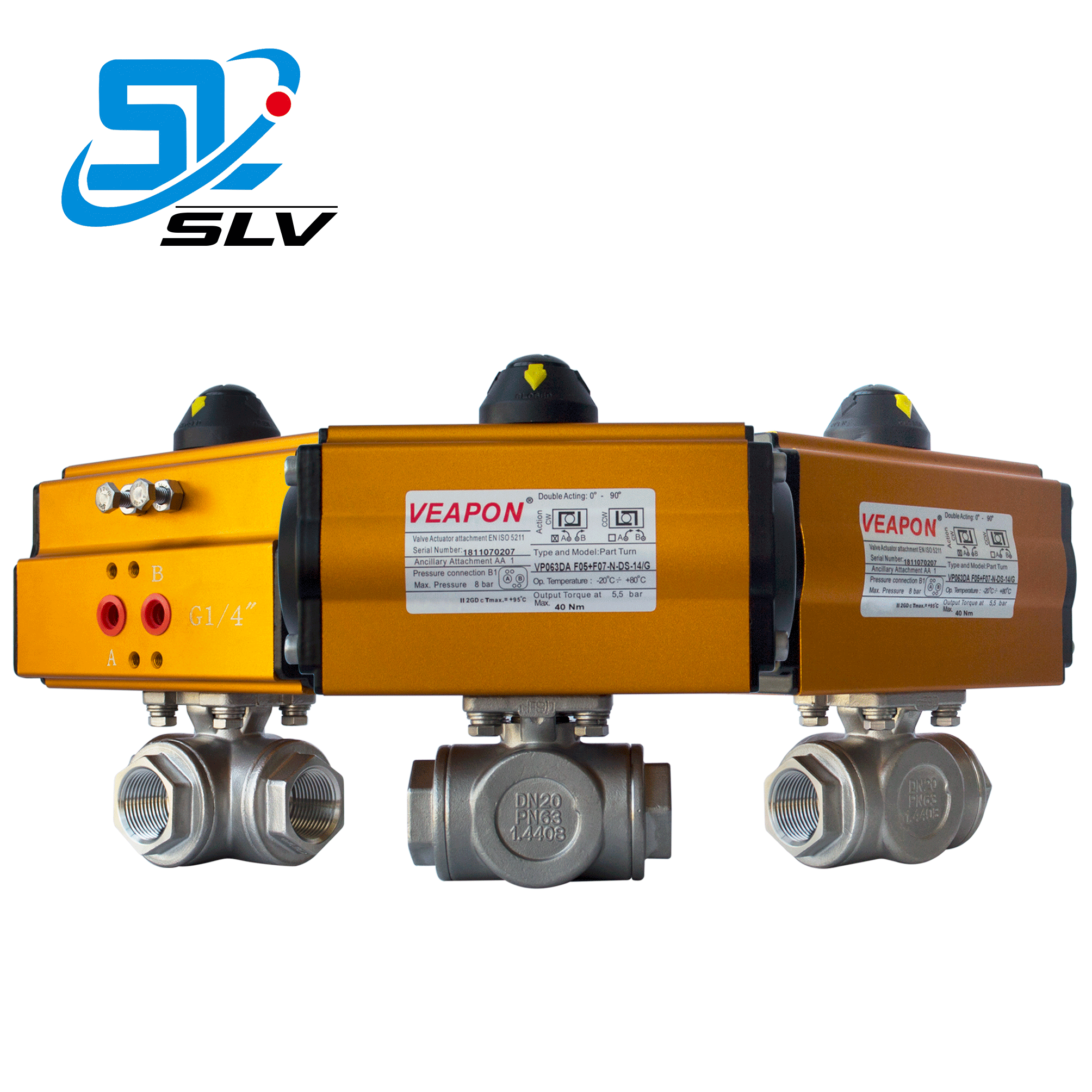 Control Cylinder Discharge Mechanical 3 Way Ball Valve With Pneumatic Actuator