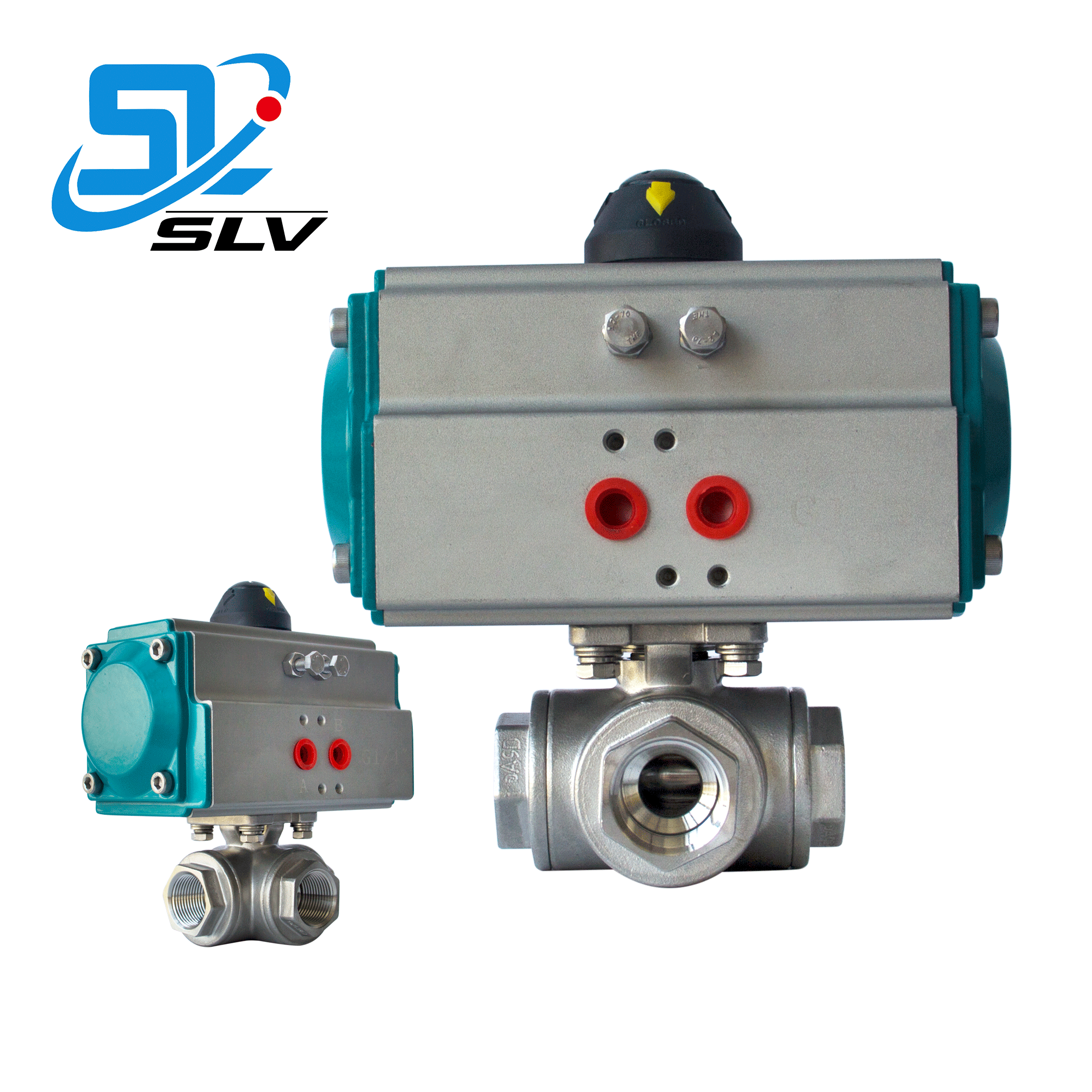 Control Cylinder Discharge Mechanical 3 Way Ball Valve With Pneumatic Actuator