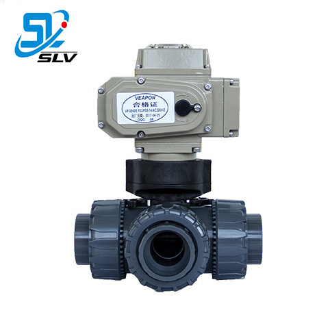 Factory Supply PVC 3 way Ball Valve With Electric Actuator for Water Supply