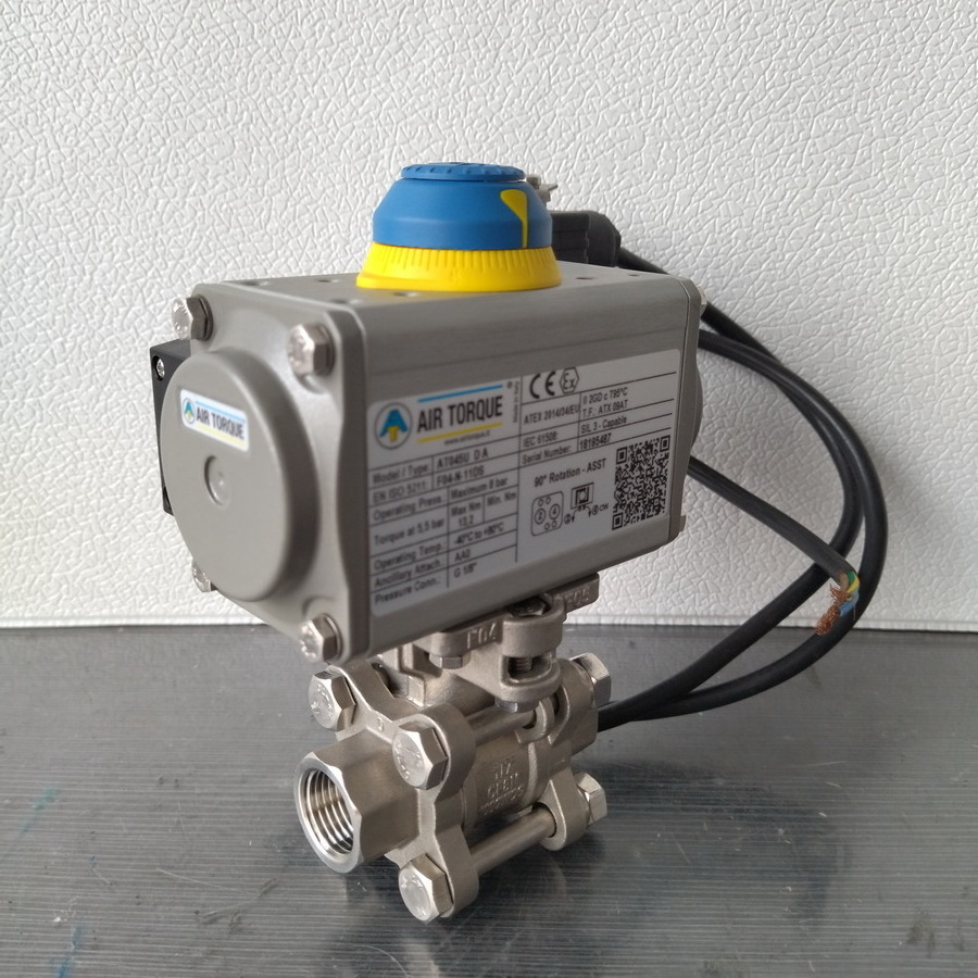 At Air Torque Rotary Pneumatic Actuator Control Threaded Ball Valve with Solenoid Valve Standard PN16 Medium Temperature General