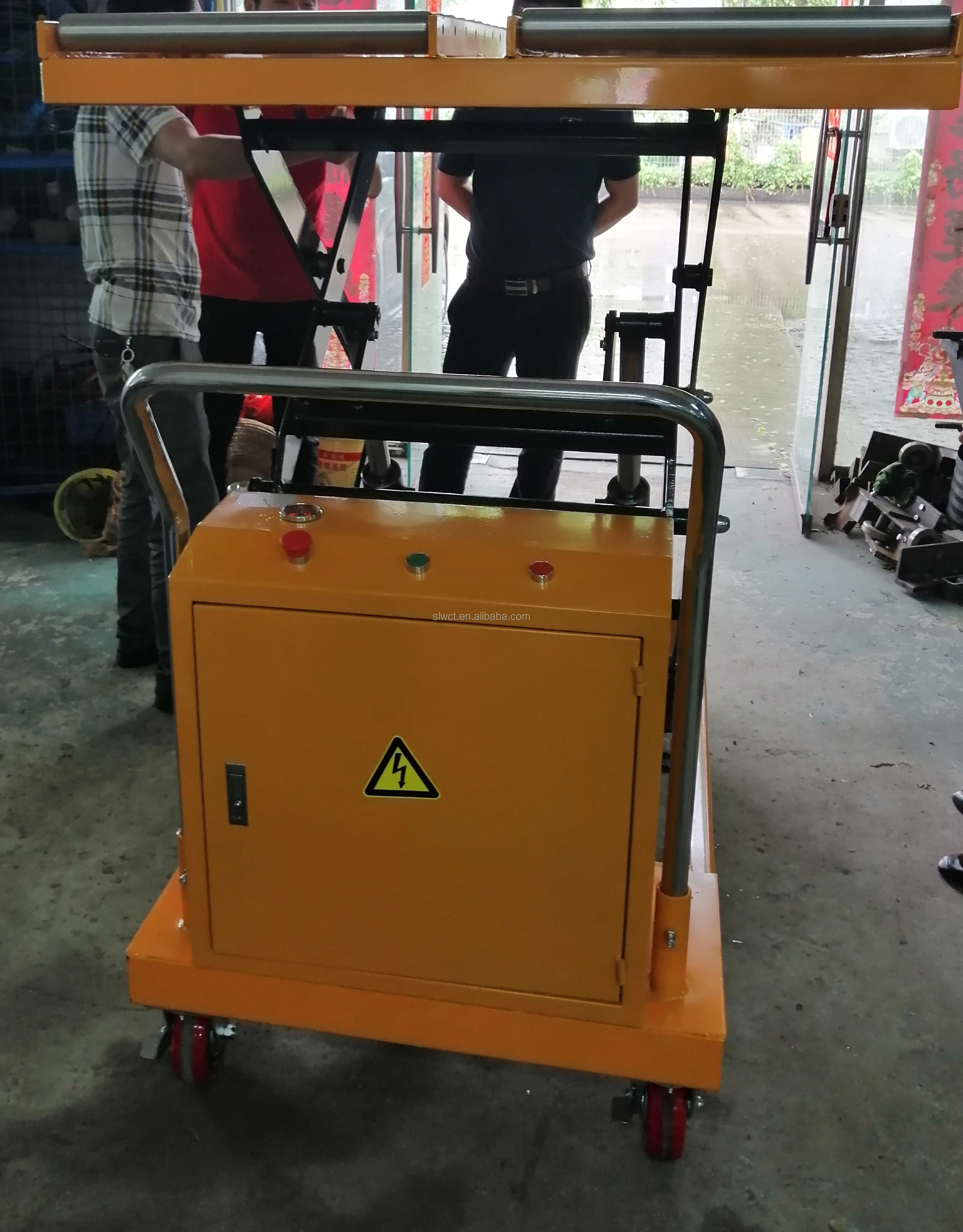 Mobile electric scissor lift table hydraulic roller-top lift platform