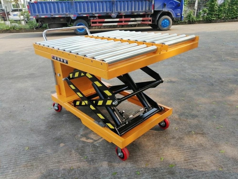 Mobile electric scissor lift table hydraulic roller-top lift platform